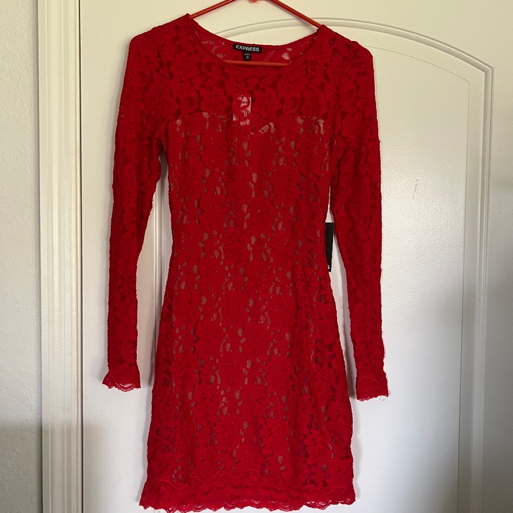 Express Red Lace Dress